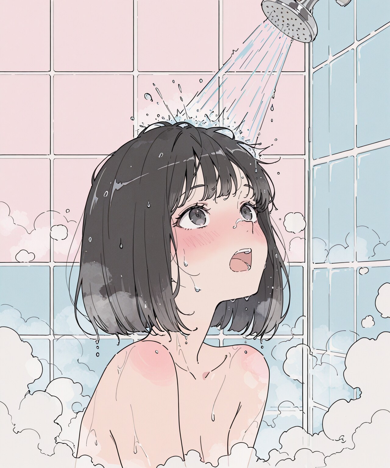 座敷童さん・初シャワー