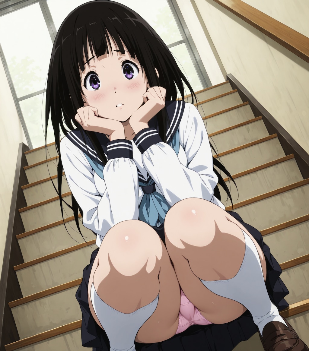 階段に座る(稀に見える)