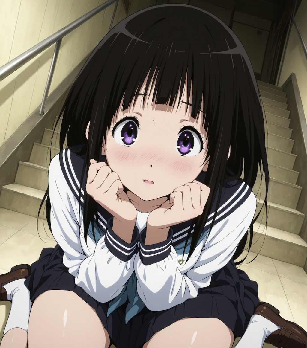 階段に座る(稀に見える)