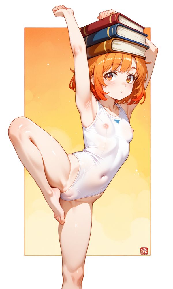頭に本を乗せる女の子　その４