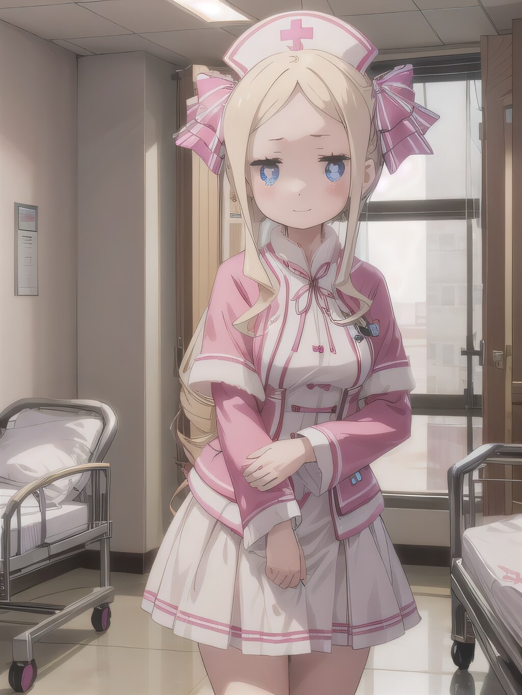 金髪ロングで白衣の少女