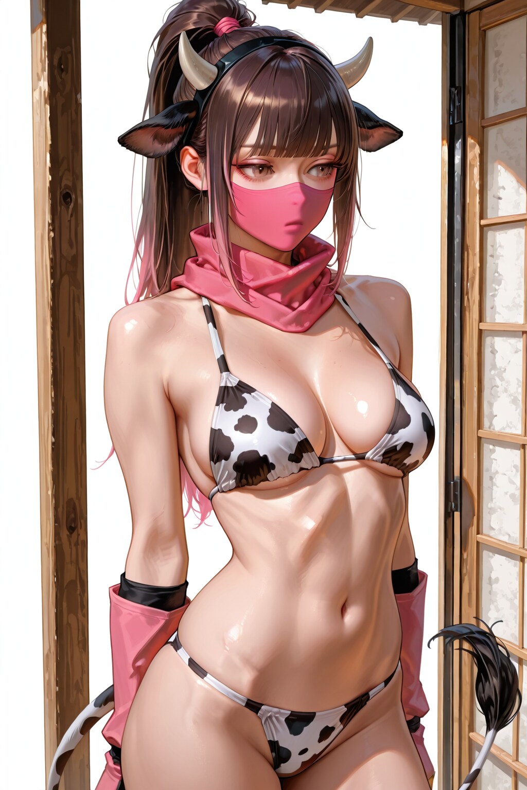 牧場に忍び込んだくノ一ピンク