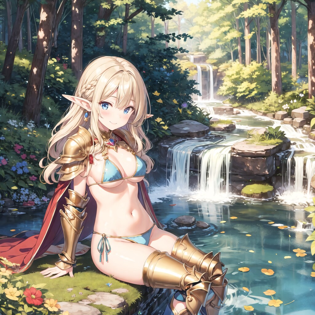 水浴びに来たエルフさん