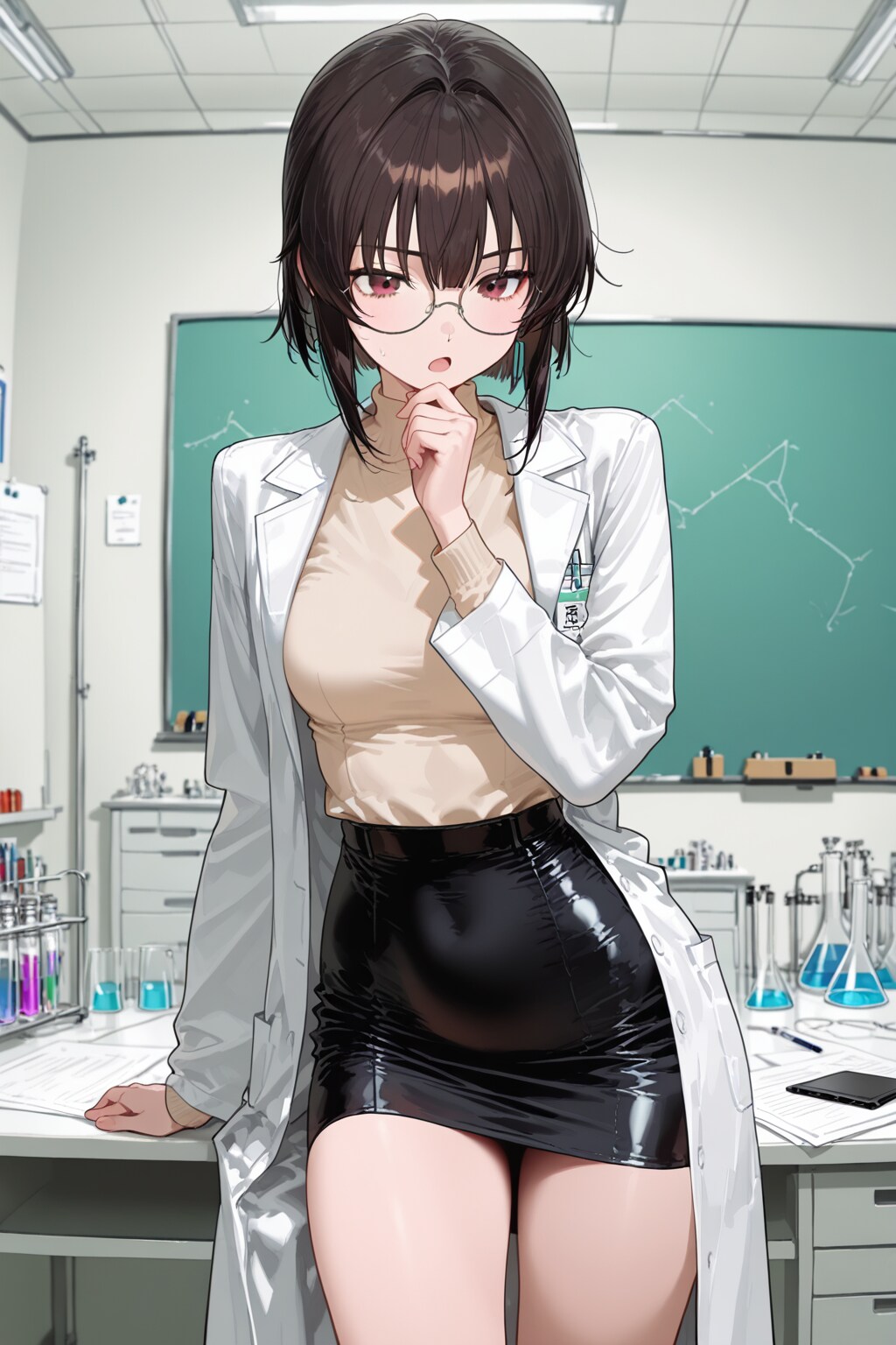 タイトミニな眼鏡っ娘科学者