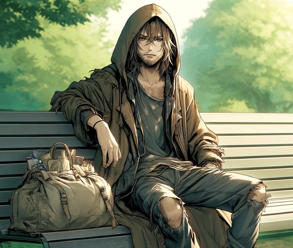 ベンチに座る男