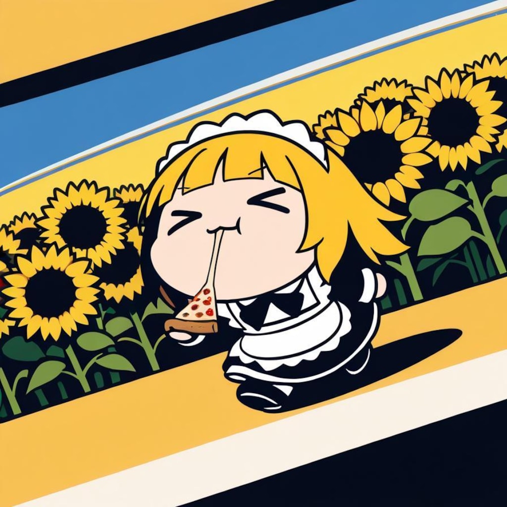 おピッツァと サンフラワーと メイドちゃん????