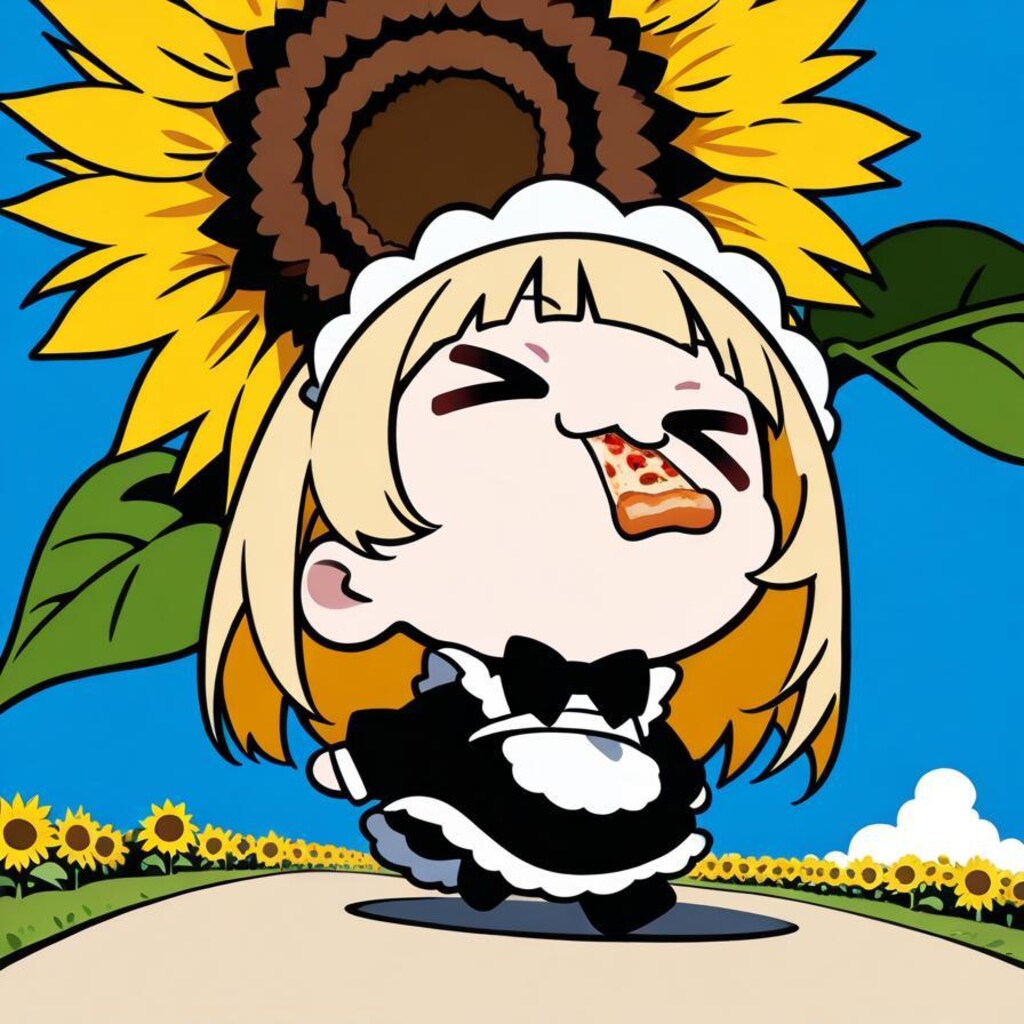 おピッツァと サンフラワーと メイドちゃん????