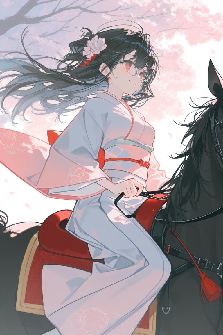 <うちの子ちゃん>和服で乗馬🐎