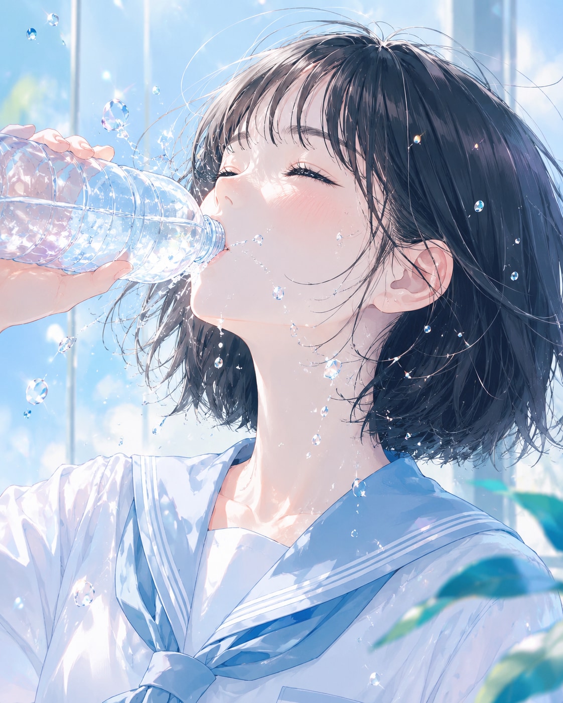 水を飲む少女⑦