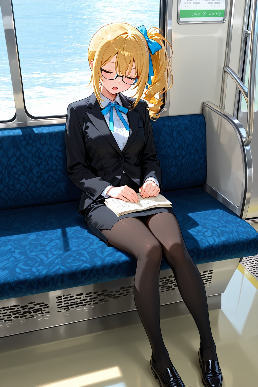 金髪OL寝落ち