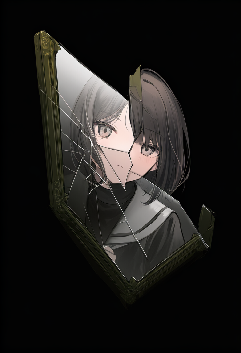 鏡が割れてミラーれない!