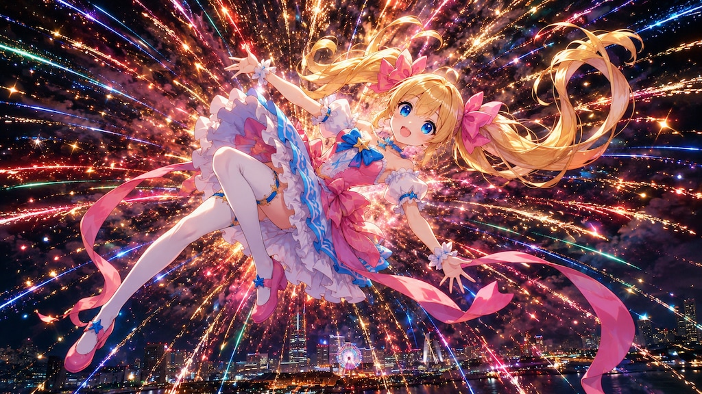 花火の中を舞う魔法少女