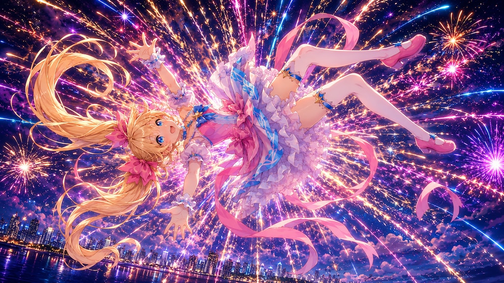 花火の中を舞う魔法少女