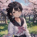 春、桜、三つ編み制服の出会い 2枚目