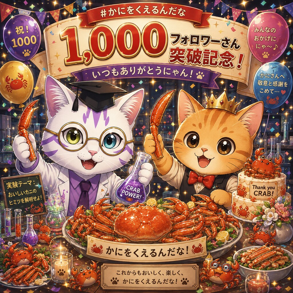 1,000フォロワーさん突破記念でかにをくえるんだな