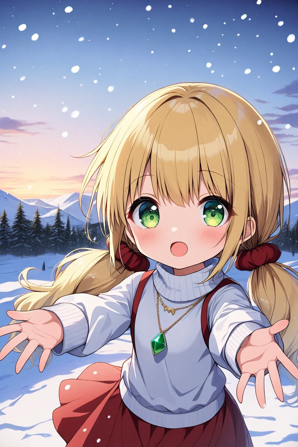 雪景色と茉莉花ちゃん