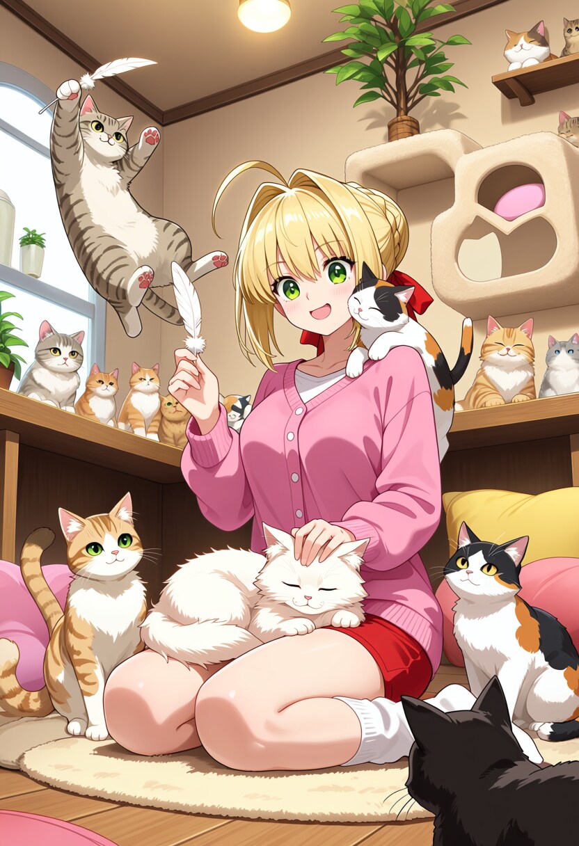 猫カフェの午後 | の人気AIイラスト・グラビア
