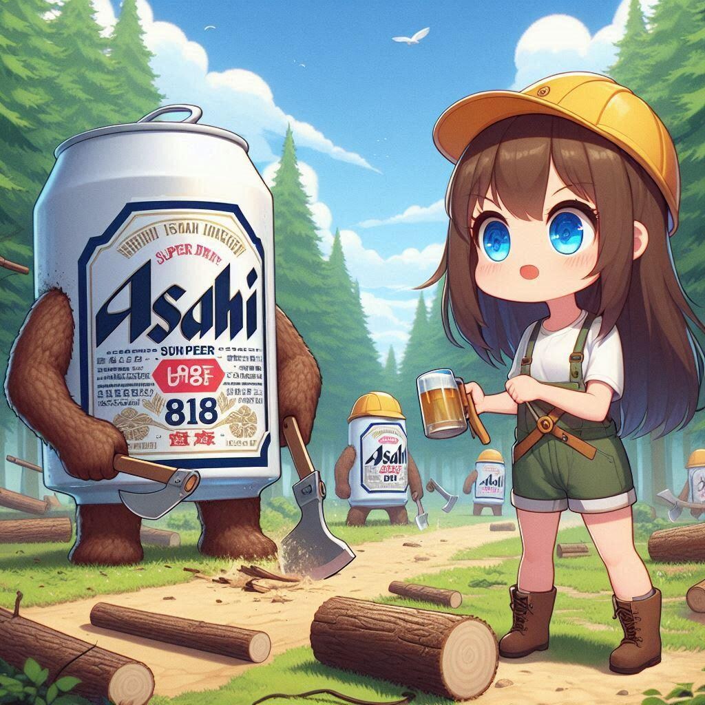 森を切り拓くビール缶達と小さな女の子