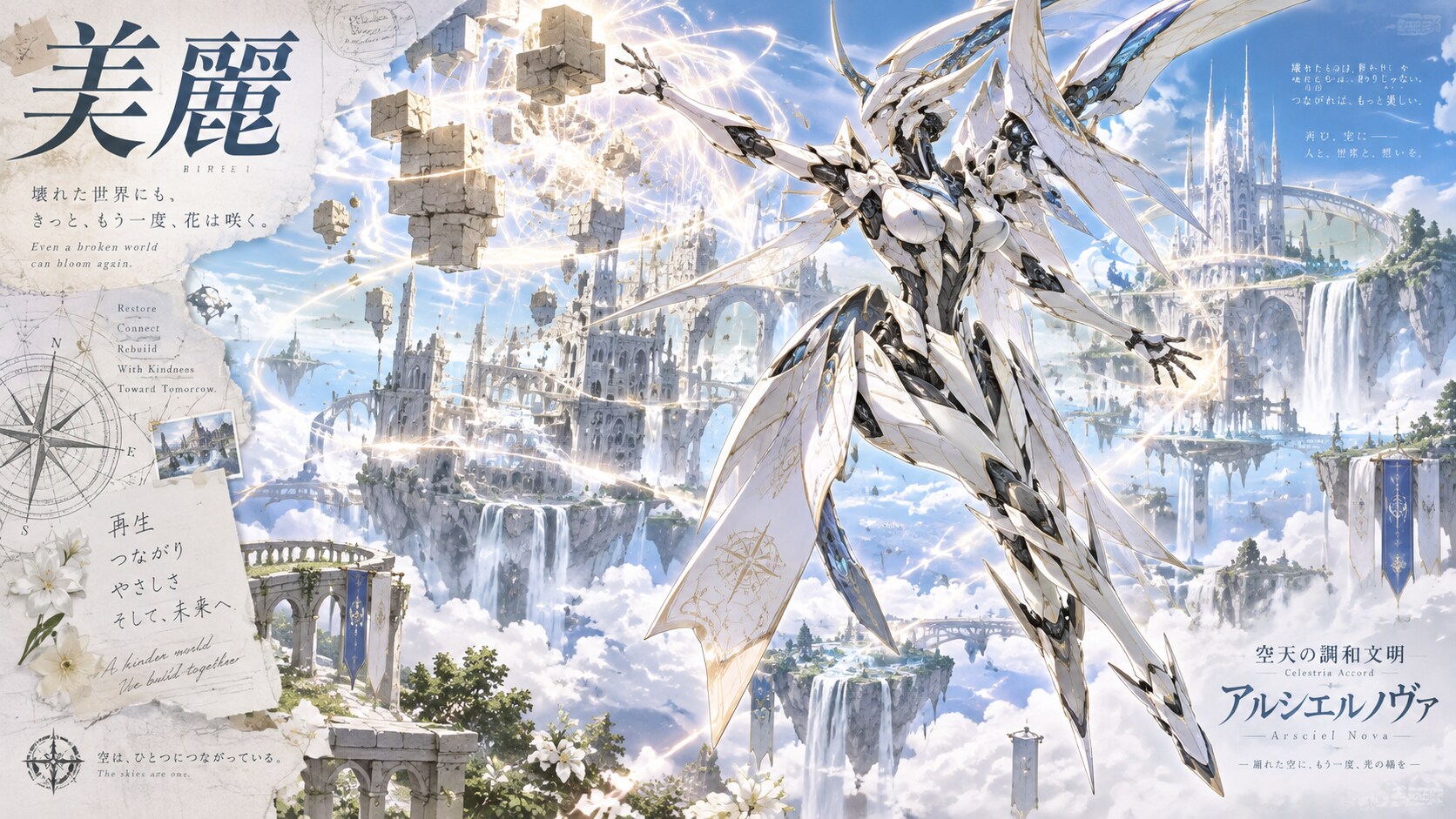 Even a broken world can bloom again.  What was lost doesn't have to stay lost. If we reconnect, it b | の人気AIイラスト・グラビア