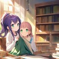 図書館で勉強する仲良し姉妹 4枚目
