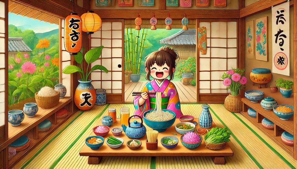 古民家で素麺の昼食