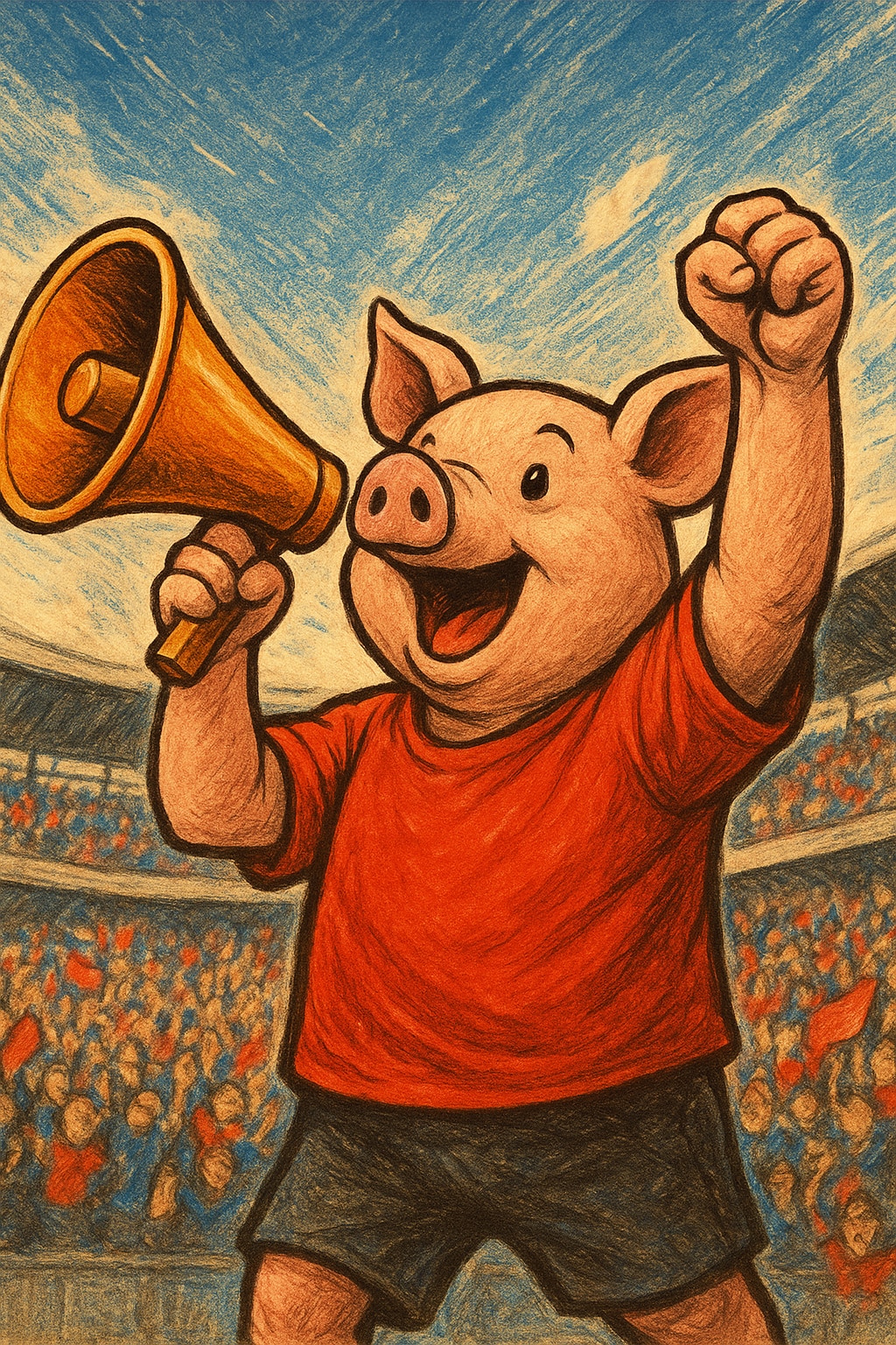 ブタをのせる（鼓舞的な意味で）