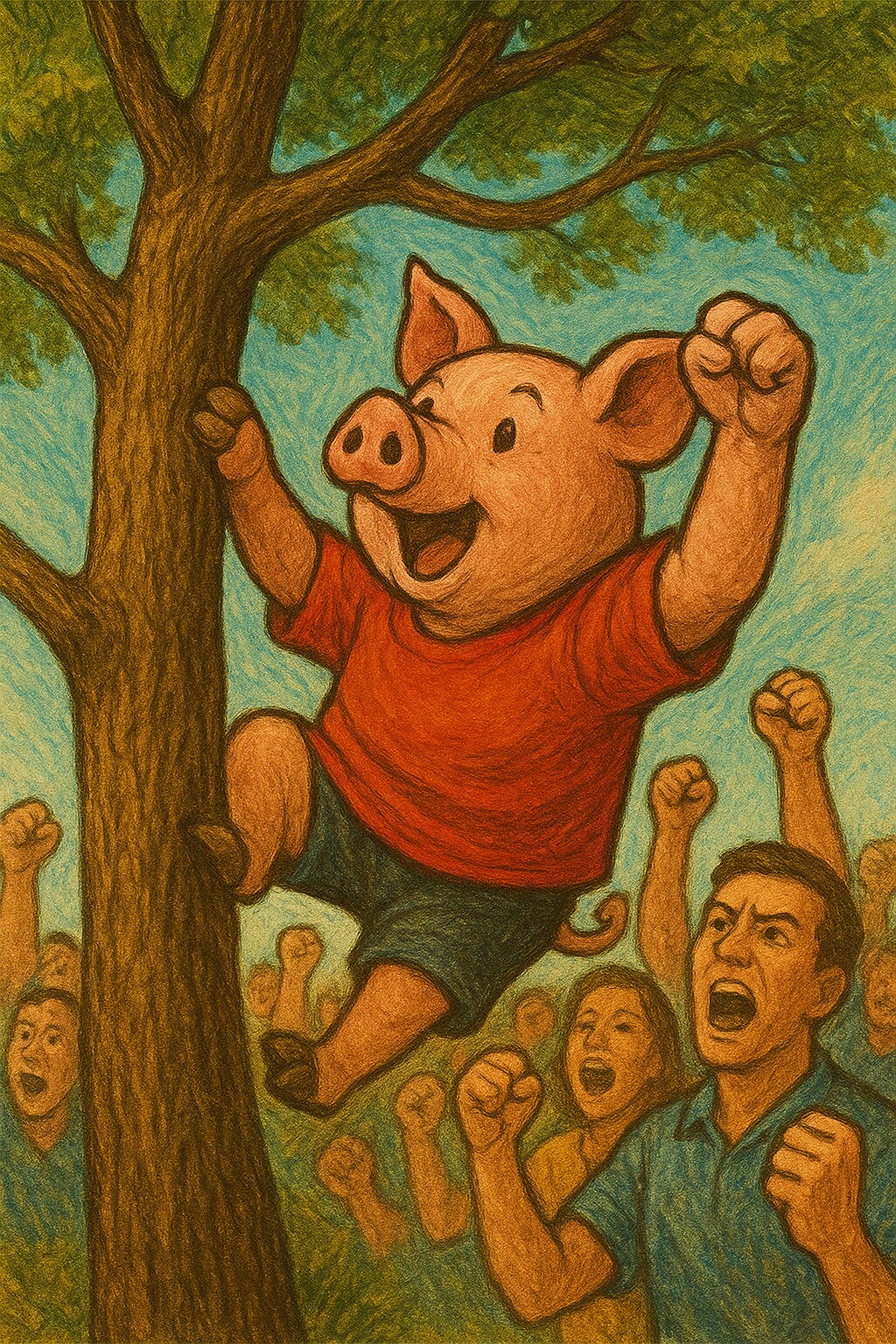 ブタをのせる（鼓舞的な意味で）