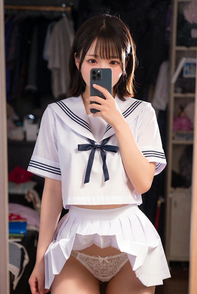 鏡で自撮りフォト