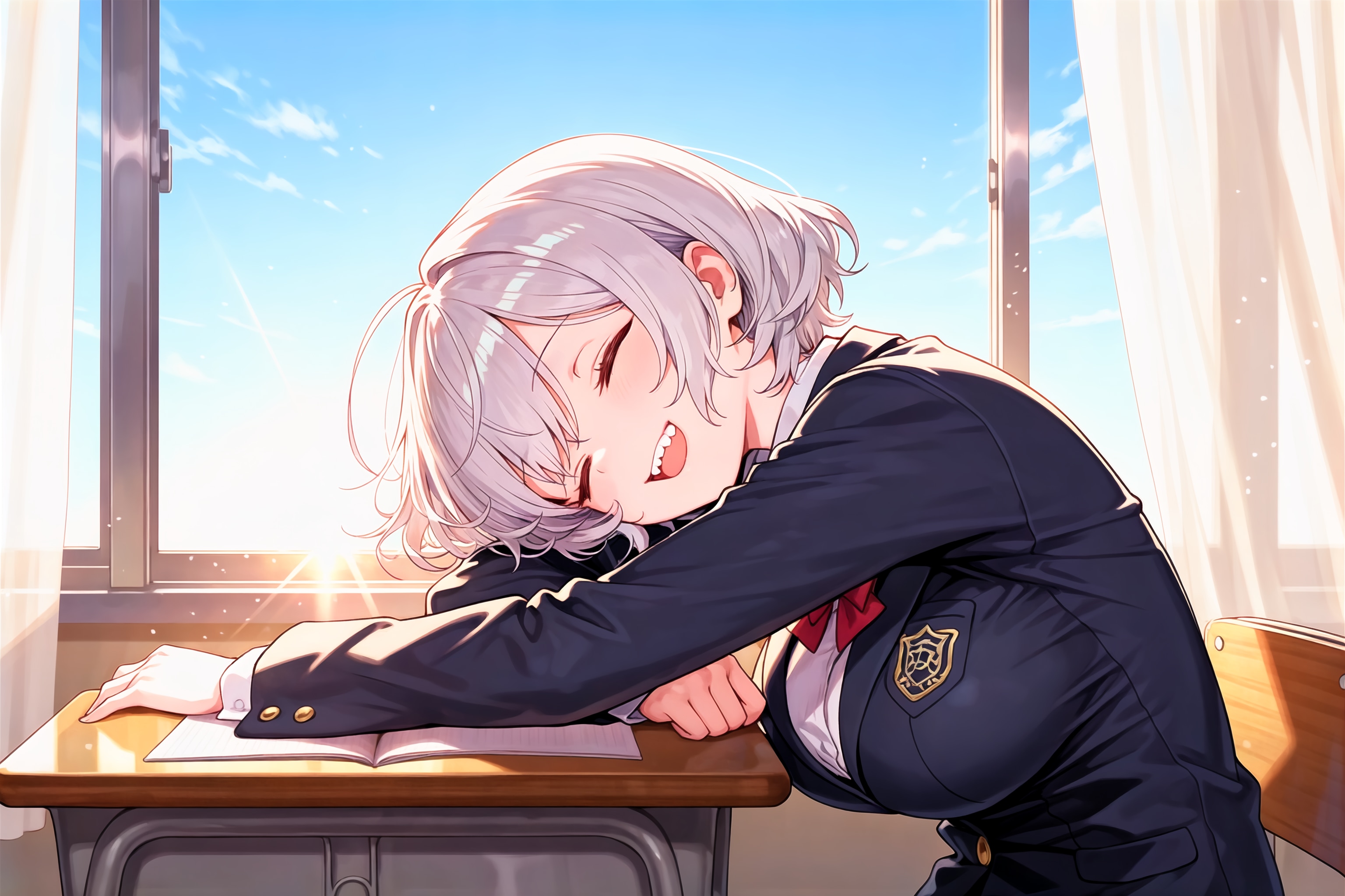 座学はお昼寝 | の人気AIイラスト・グラビア