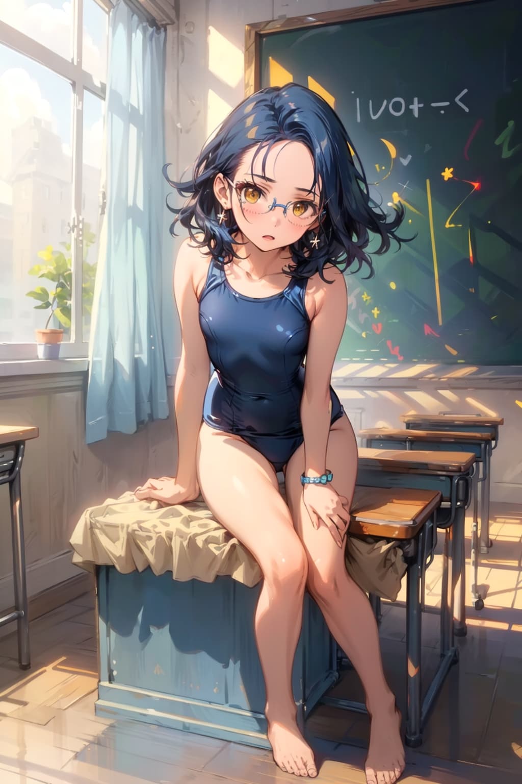 スク水の眼鏡っ娘