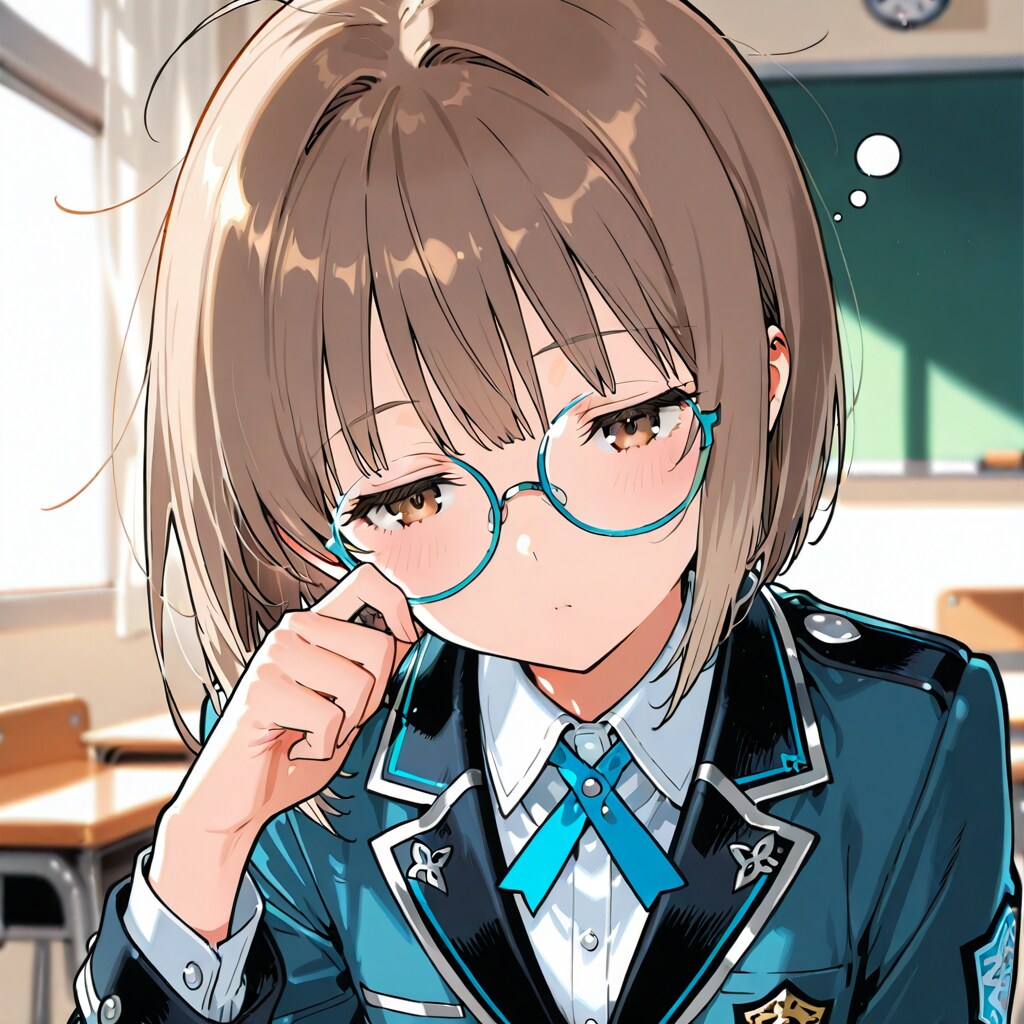 おねむな茶髪メガネっ娘ちゃん | の人気AIイラスト・グラビア