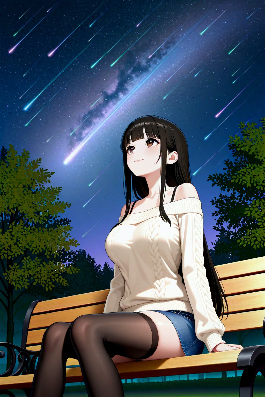 流星群を眺めるサキちゃん