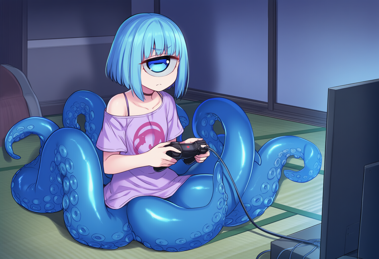 単眼スキュラ　座敷でゲーム | の人気AIイラスト・グラビア