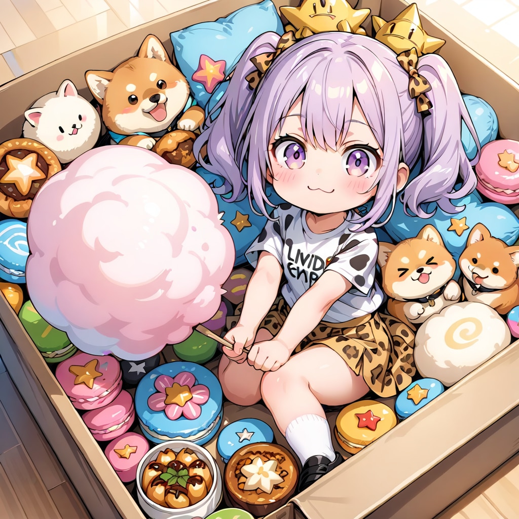紫髪ちゃんと柴犬
