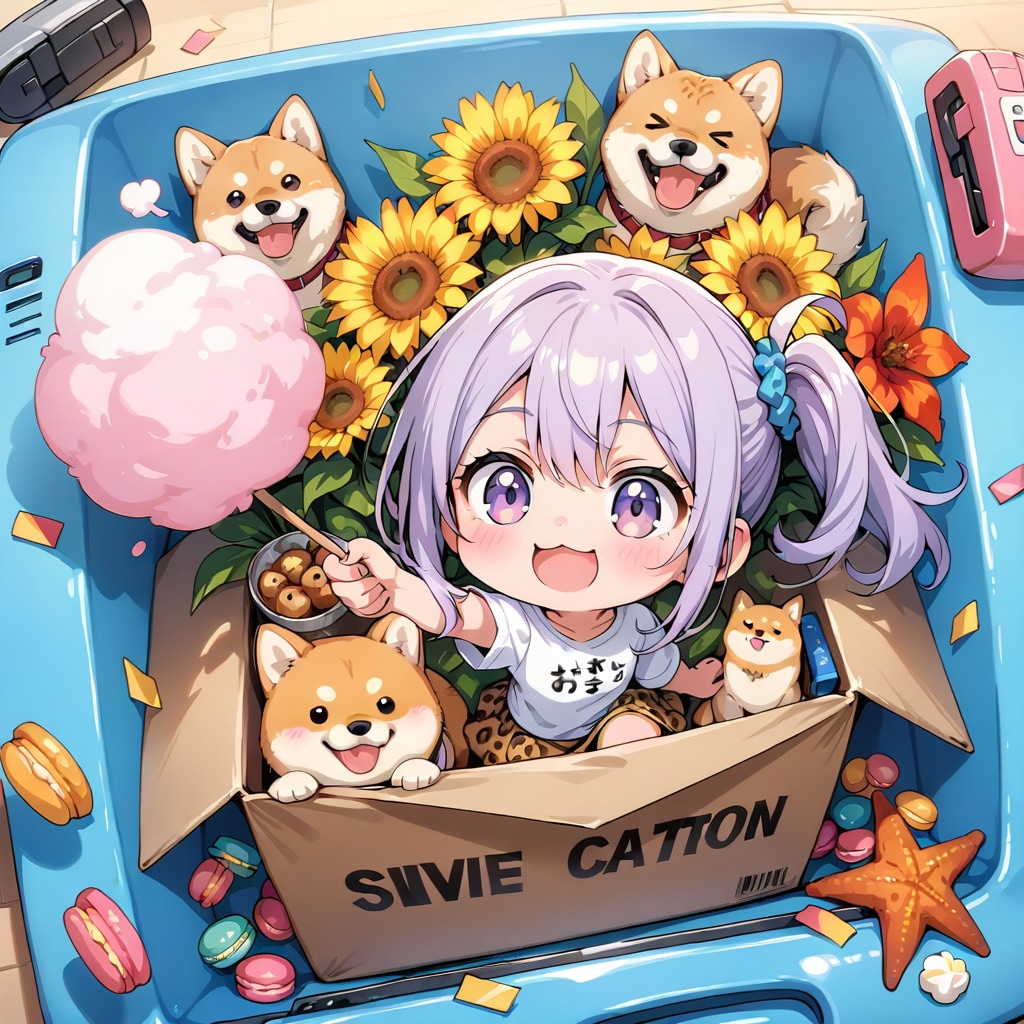 紫髪ちゃんと柴犬