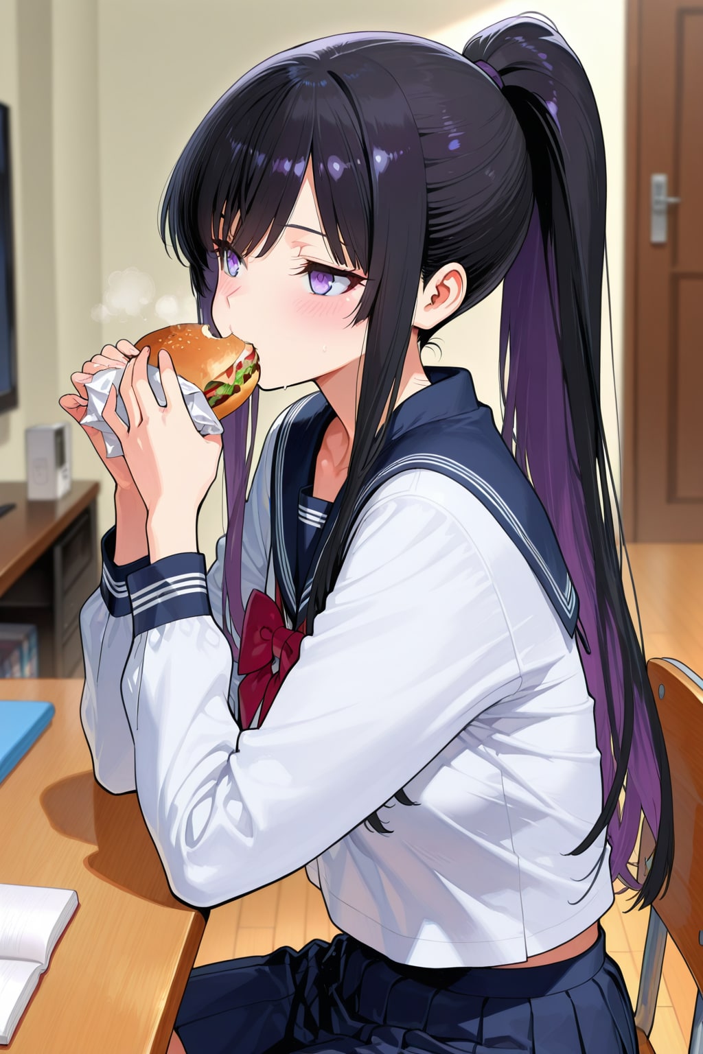 ハンバーガー食べるＪＫさん