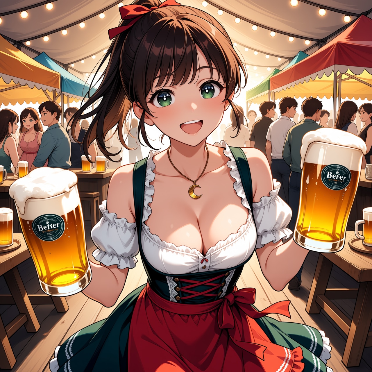 はい、お兄ちゃん、ビールお待たせしました！