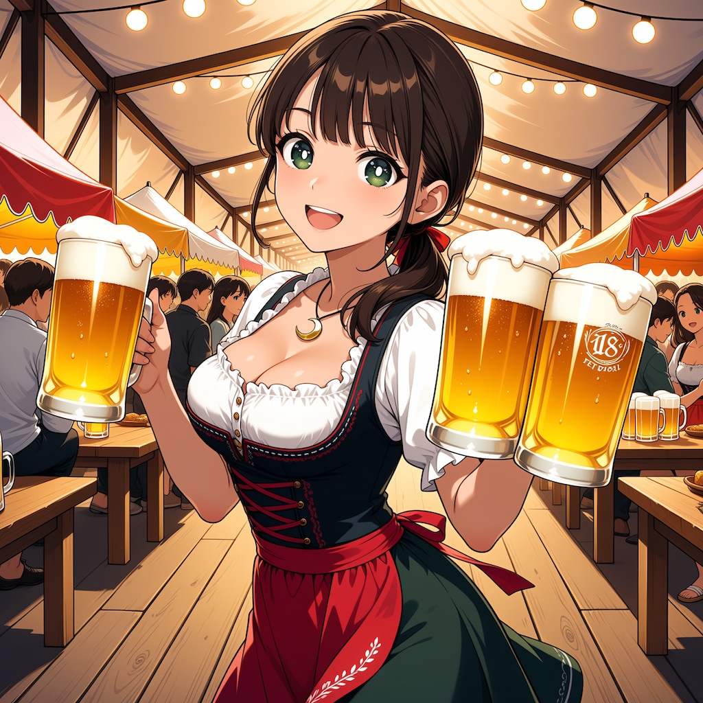 はい、お兄ちゃん、ビールお待たせしました！
