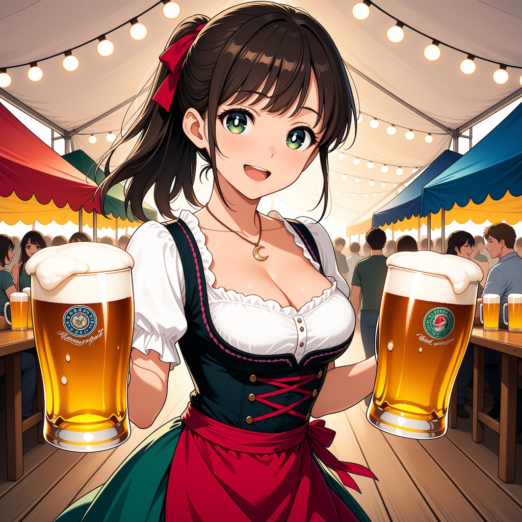 はい、お兄ちゃん、ビールお待たせしました！