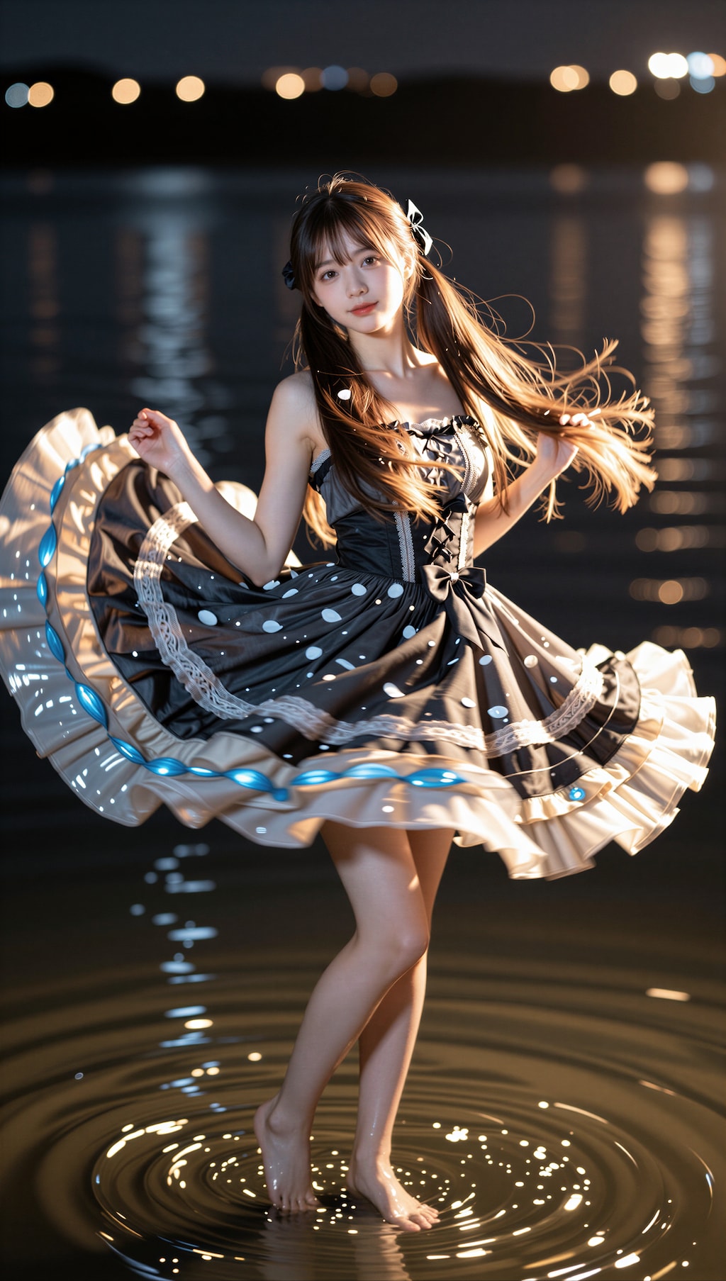 水辺に舞うドレス