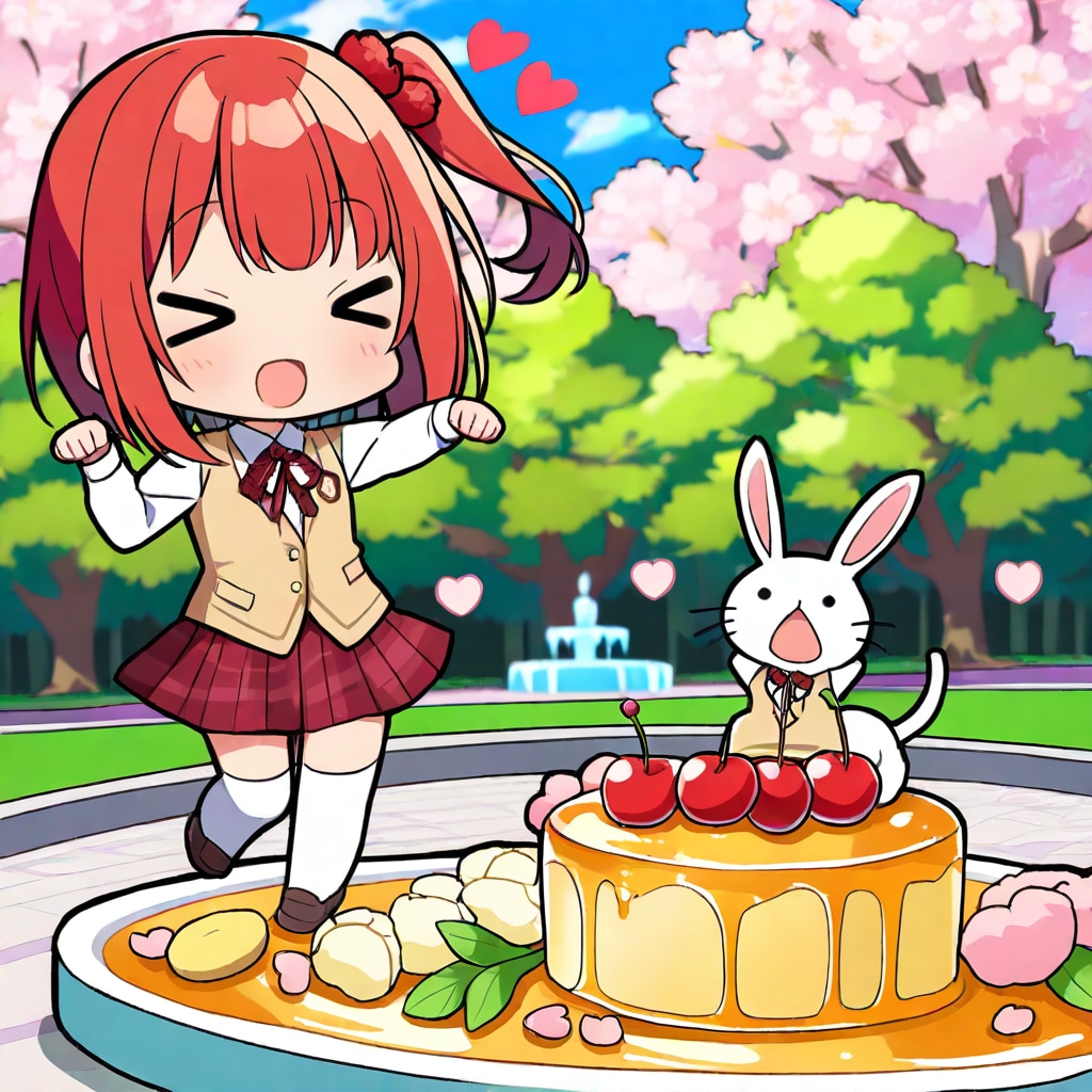 公園で赤髪ちゃん