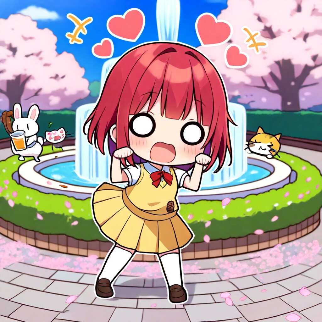 公園で赤髪ちゃん | の人気AIイラスト・グラビア