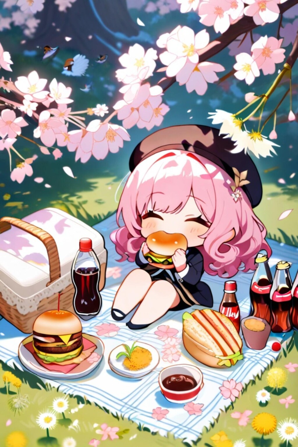 お花見ピンク髪ちゃん