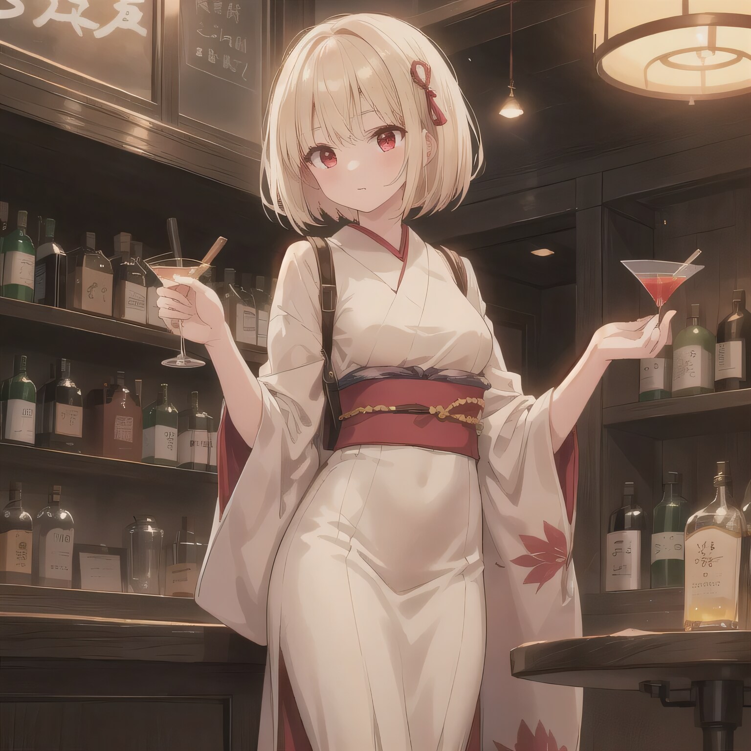 金髪ボブで酒場の少女２ | の人気AIイラスト・グラビア