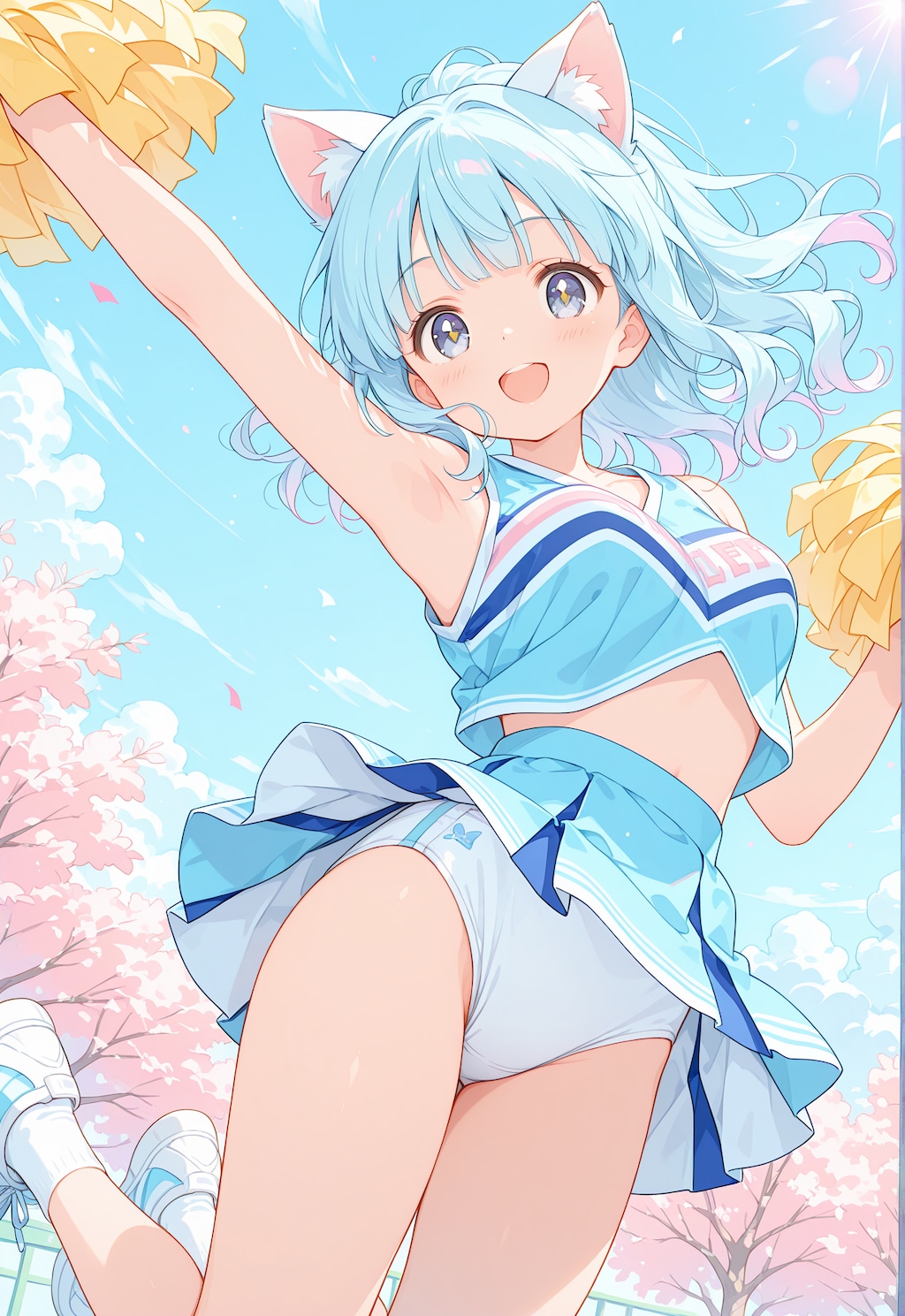 応援する青髪ちゃん