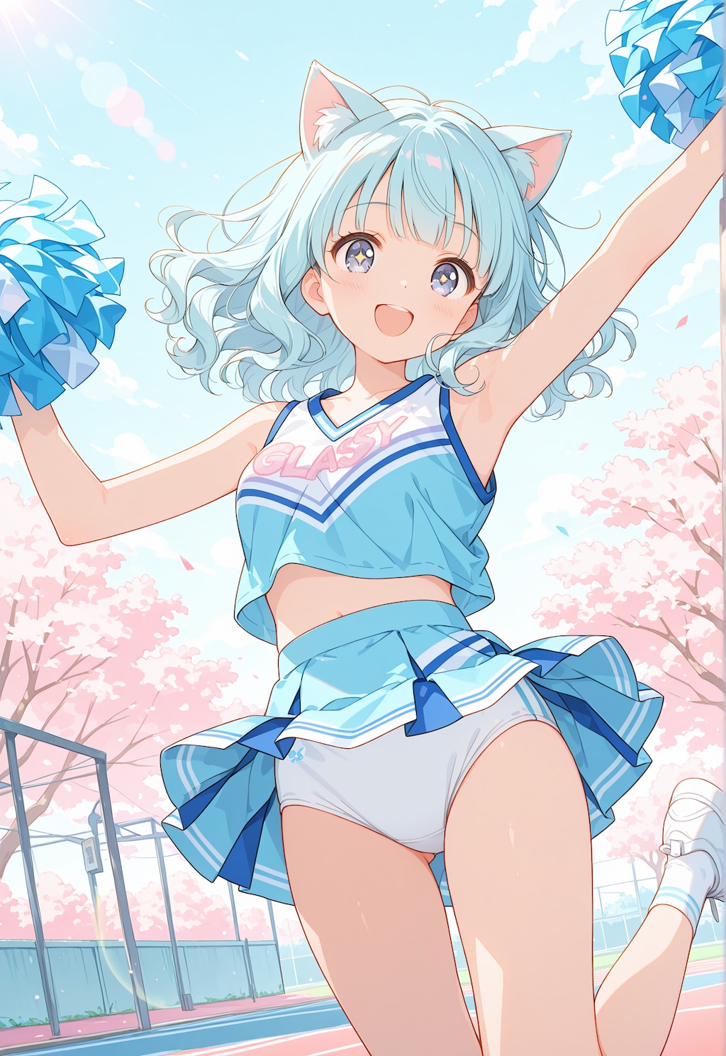 応援する青髪ちゃん