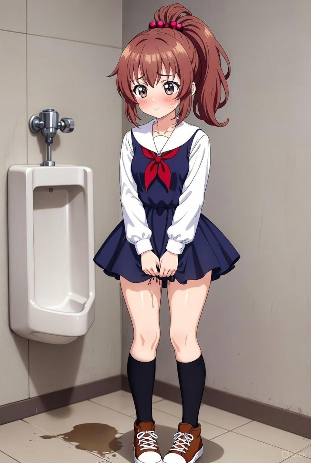 男子トイレでおしっこする女の子たち