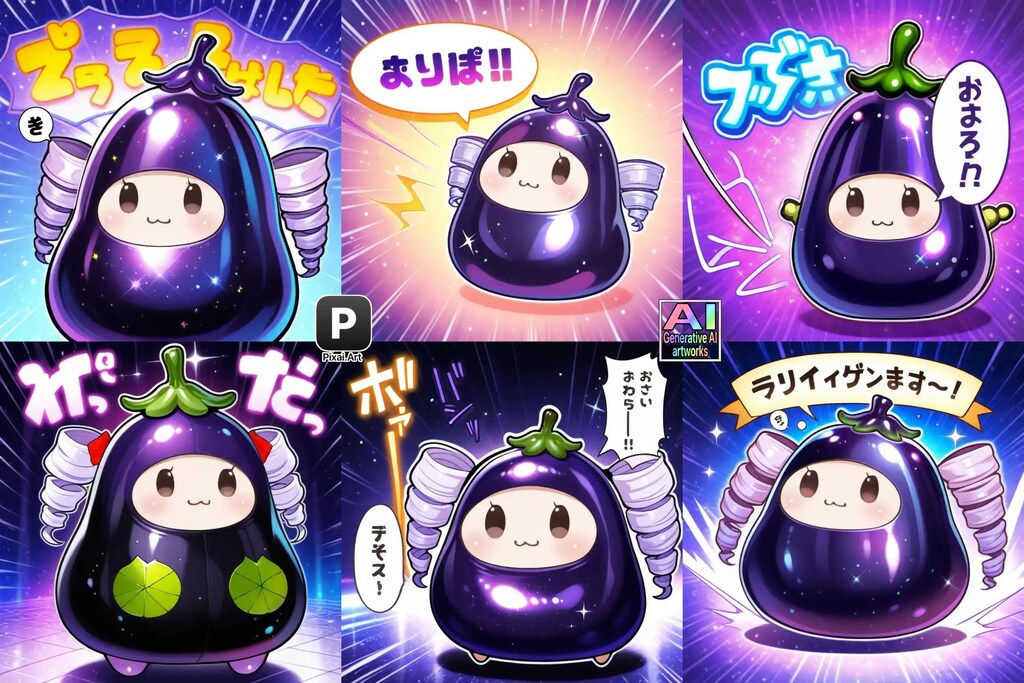 喋るナス(PixAI)