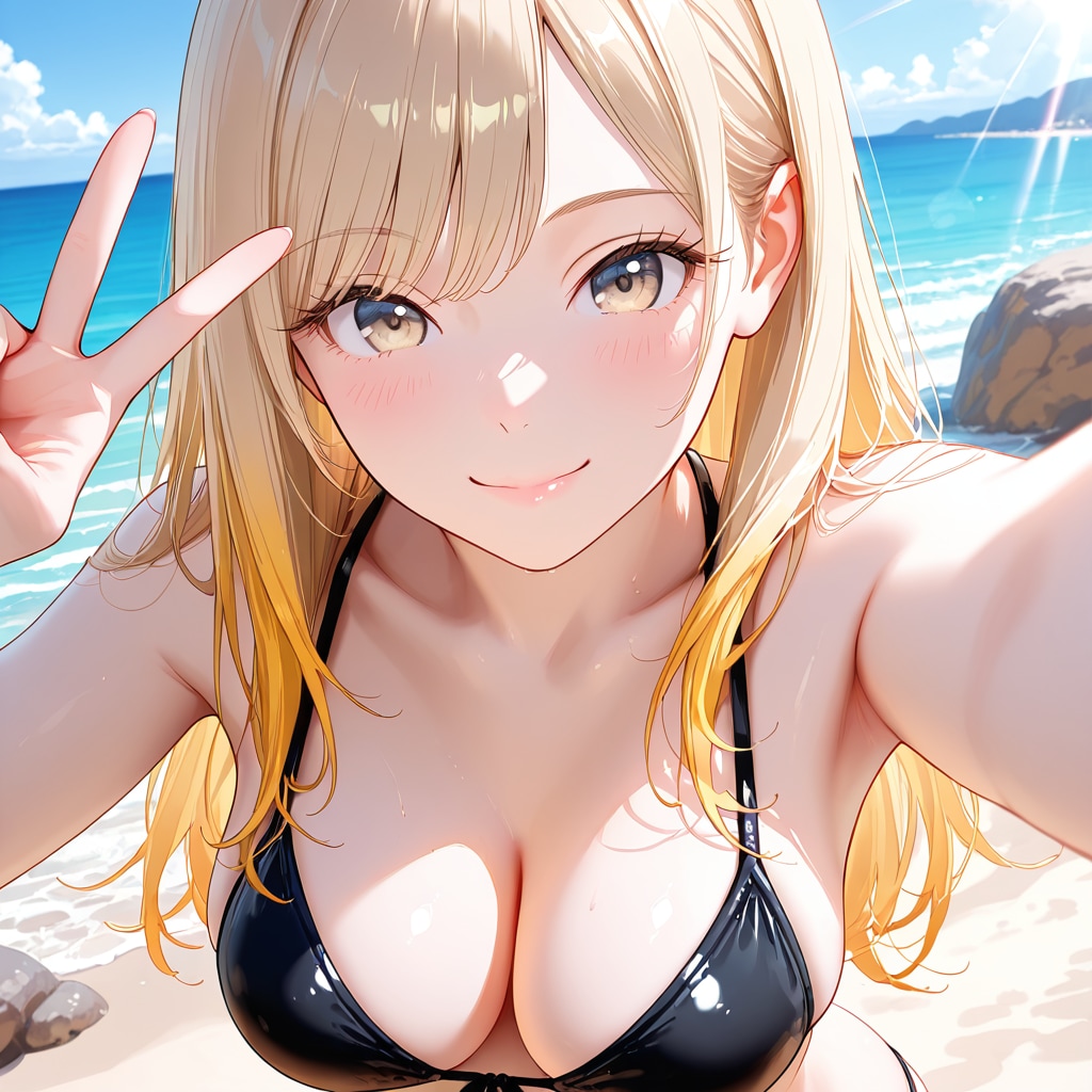 【オリキャラ】九条心愛 水着自撮り