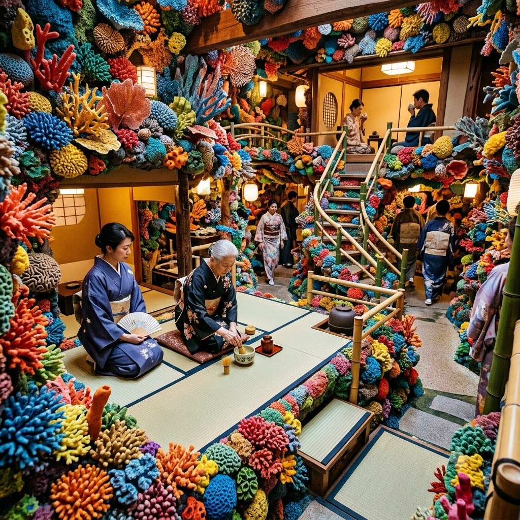 珊瑚礁の茶道空間